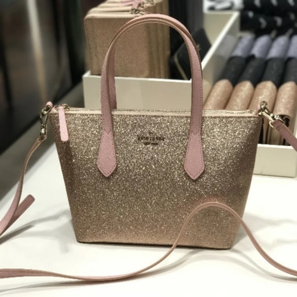 Kate Spade Joeley Rose Gold Glitter Small satchel - Picture 2 of 5